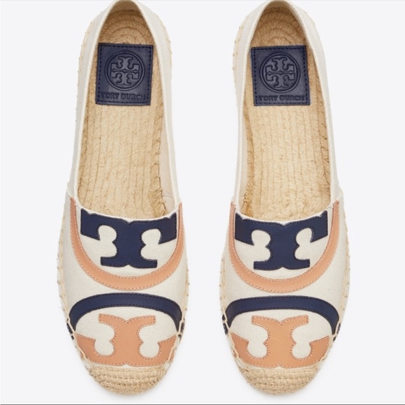 Tory Burch Shoes - Tory Burch Womens Poppy Espadrille Navy and Cream Flats
